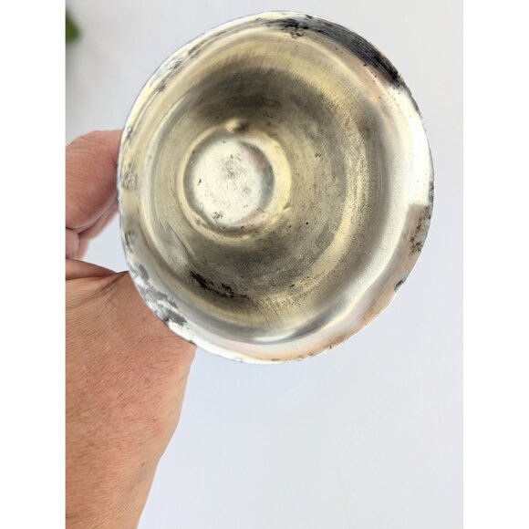 Vintage Distressed Silver Wine Goblet Rustic Aged Silver-Plated Water Goblet - Picture 4 of 9